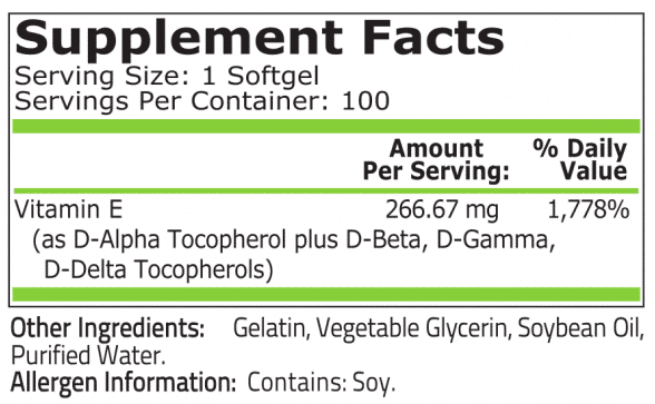 Витамин E 400 IU - 100 Дражета | Pure Nutrition - Image 2