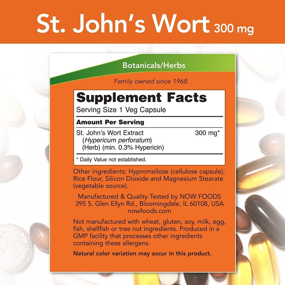 St. Johns Wort (Жълт Кантарион) 300 МГ - 100 Капсули NOW - Image 2