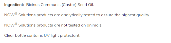 Рициново масло (castor oil) - 473 ml NOW - Image 2